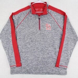 St Louis Cardinals 1/4 Zip Pullover Mens Size XL Gray Red Polyester Antigua